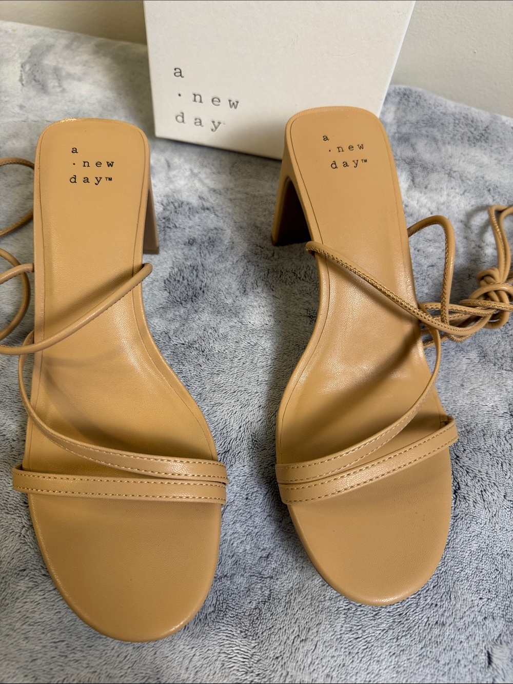 A New Day Marcia Beige Strappy Block Heels - Size 6.5 - Picture 2 of 8